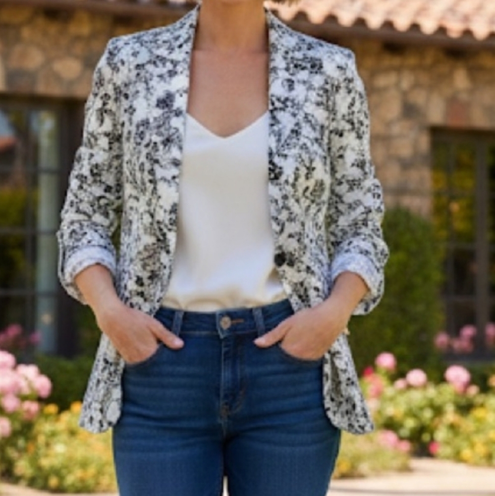 Joie 100% Linen Botanical Print Blazer Medium New with Tags - Picture 2 of 8